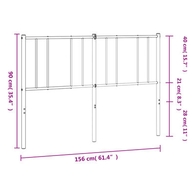 vidaXL metallist voodipeats, valge, 150 cm