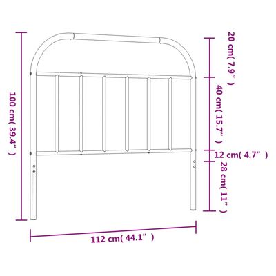 vidaXL metallist voodipeats, valge, 107 cm