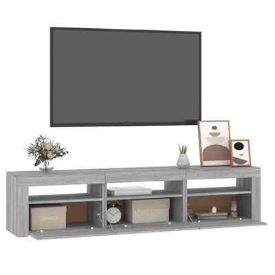 vidaXL telerialus LED-tuledega, hall Sonoma tamm, 180 x 35 x 40 cm