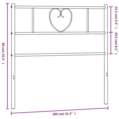 vidaXL metallist voodipeats, must, 100 cm