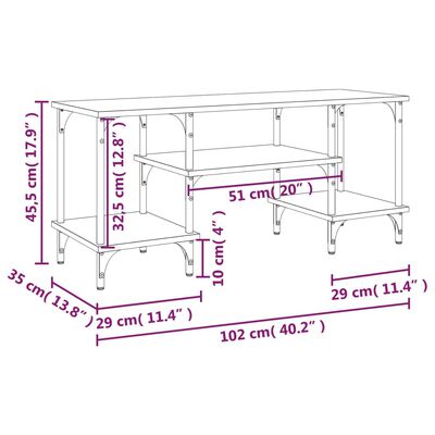 vidaXL telerikapp, hall Sonoma, 102x35x45,5 cm, tehispuit