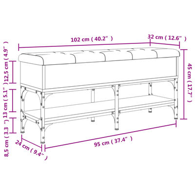 vidaXL jalatsipink, hall Sonoma tamm, 102 x 32 x 45 cm, tehispuit