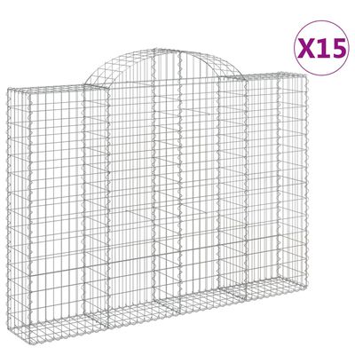 vidaXL kaarekujulised gabioonkorvid 15 tk, 200x30x140/160 cm, raud