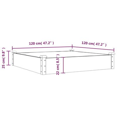 vidaXL voodriga aia taimelava, pruun, 120 x 120 x 25 cm, nulupuit