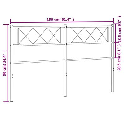 vidaXL metallist voodipeats, valge, 150 cm