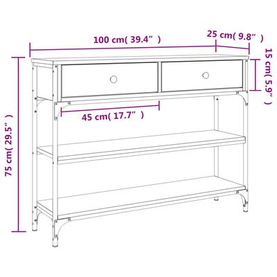 vidaXL konsoollaud, pruun tamm, 100 x 25 x 75 cm, tehispuit