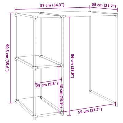 vidaXL riiul pesumasina kohale, must, 87 x 55 x 90,5 cm, raud