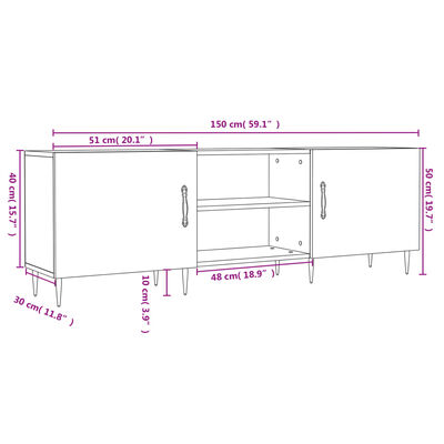 vidaXL telerikapp, Sonoma tamm, 150 x 30 x 50 cm, tehispuit