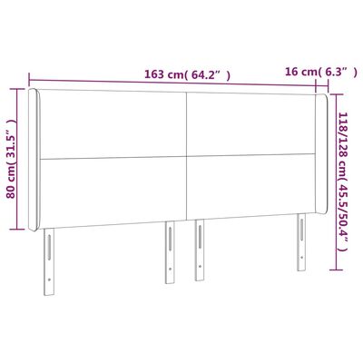 vidaXL LED-voodipeats, sinine, 163x16x118/128 cm, kangas