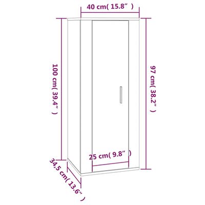 vidaXL seinale kinnitatav telerikapp, betoonhall, 40x34,5x100 cm