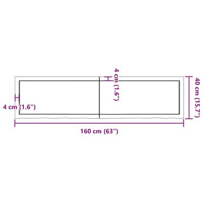 vidaXL lauaplaat, 160x40x(2-4) cm, töötlemata tammepuit