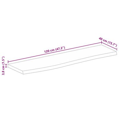 vidaXL lauaplaat, naturaalse servaga, 120 x 40 x 3,8 cm, mangopuit