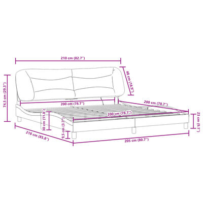 vidaXL voodiraam LED-tuledega, must, 200 x 200 cm, kangas