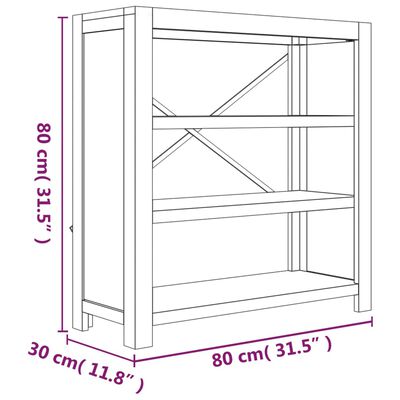 vidaXL 3 riiuliga raamaturiiul, 80 x 30 x 80 cm, akaatsiapuit