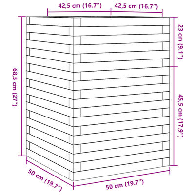 vidaXL aia taimekast, 50 x 50 x 68,5 cm, immutatud männipuit