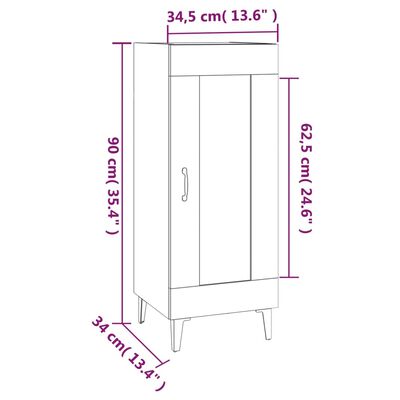 vidaXL puhvetkapp, suitsutatud tamm, 34,5 x 34 x 90 cm, tehispuit