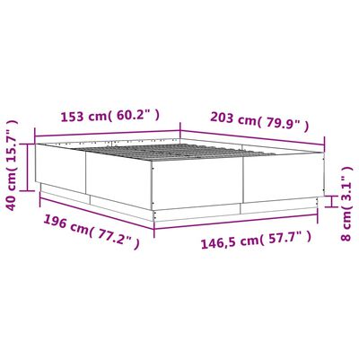 vidaXL voodiraam, pruun tamm, 150 x 200 cm, tehispuit