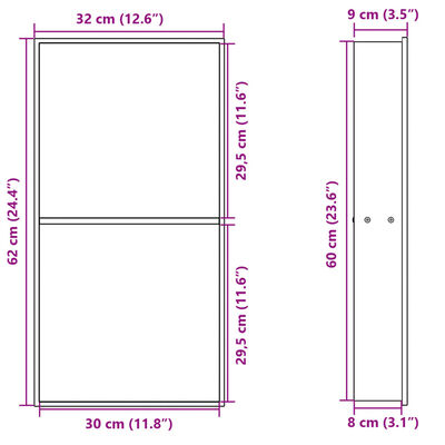 vidaXL süvistatav duširiiul, matt must 32x62x9 cm roostevaba teras