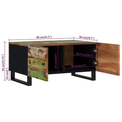 vidaXL kohvilaud, 80x50x40 cm, taastatud puit ja tehispuit