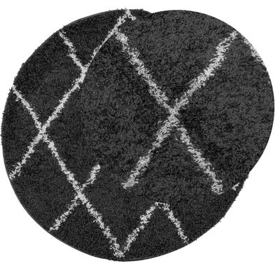 vidaXL kõrge narmaga Shaggy vaip "PAMPLONA", must/kreemjas, Ø 200 cm