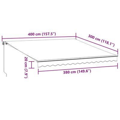 vidaXL automaatselt sissetõmmatav varikatus, pruun, 400 x 300 cm