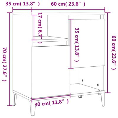 vidaXL puhvetkapid 3 tk, hall Sonoma tamm, 60 x 35 x 70 cm, tehispuit