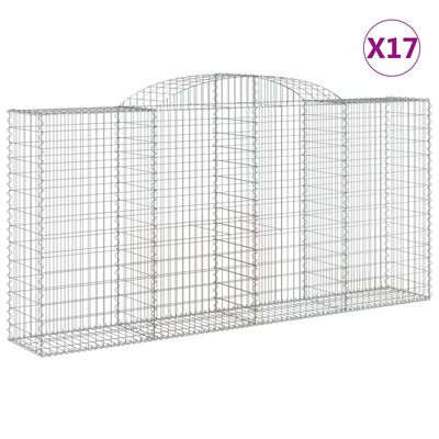 vidaXL kaarekujulised gabioonkorvid 17 tk, 300x50x140/160 cm, raud