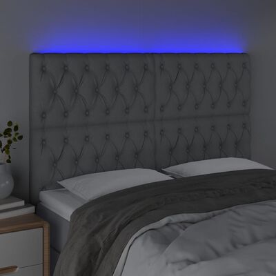 vidaXL LED-voodipeats, helehall, 144x7x118/128 cm, kangas