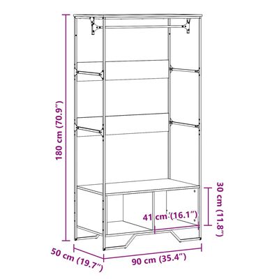 vidaXL riidekapp, Sonoma tamm, 90x50x180 cm, tehispuit