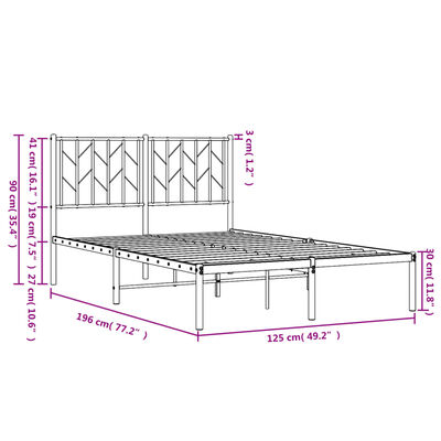 vidaXL metallist voodiraam peatsiga, must, 120x190 cm