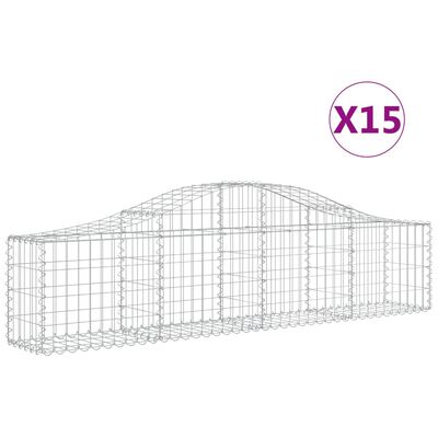 vidaXL kaarekujulised gabioonkorvid 15 tk, 200x30x40/60 cm, raud