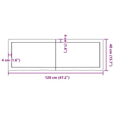 vidaXL lauaplaat, tumepruun, 120x40x(2-4) cm, töödeldud tammepuit