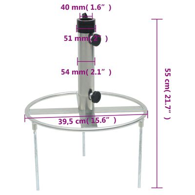 vidaXL päikesevarju alus koos maavaiadega Ø38/48 mm postile, hõbedane