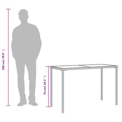 vidaXL aialaud klaasplaadiga, beež, 115x54x74 cm, polürotang