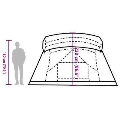 vidaXL matkatelk verandaga 4 inimesele, roheline, veekindel