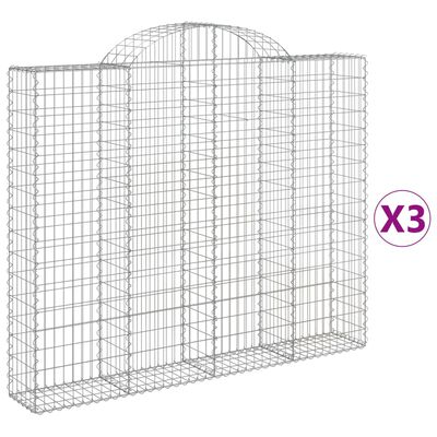 vidaXL kaarekujulised gabioonkorvid 3 tk, 200x30x160/180 cm, raud