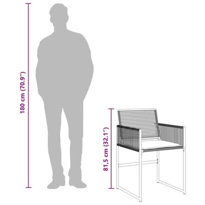 vidaXL aiatoolid patjadega 4 tk, must, polürotang