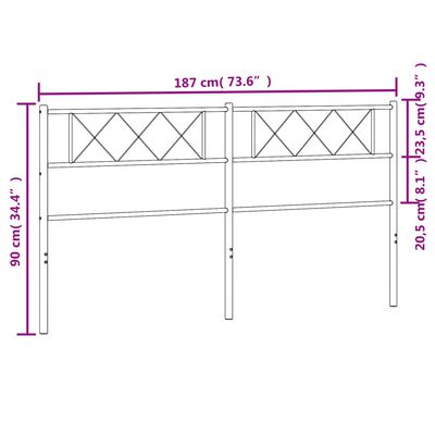 vidaXL metallist voodipeats, must, 180 cm