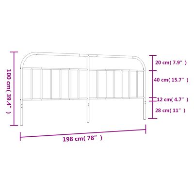 vidaXL metallist voodipeats, valge, 193 cm