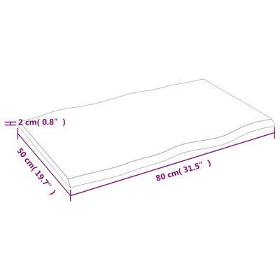 vidaXL lauaplaat, helepruun 80x50x2 cm, töödeldud tammepuit