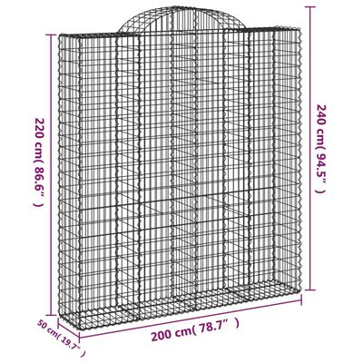 vidaXL kaarekujuline gabioonkorv, 200x50x220/240 cm, tsingitud raud