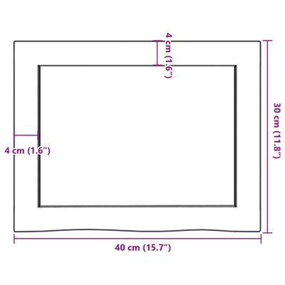 vidaXL seinariiul, 40x30x(2-6) cm, töötlemata tammepuit