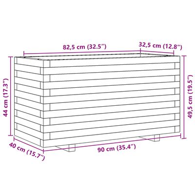 vidaXL aia taimekast, 90x40x49,5 cm, immutatud männipuit