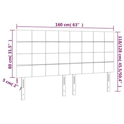 vidaXL voodipeatsid 4 tk, helehall, 80x5x78/88 cm, kangas