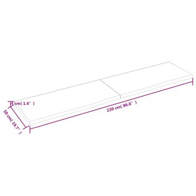 vidaXL vannitoa tasapind, tumepruun, 220x50x(2-4)cm töödeldud täispuit