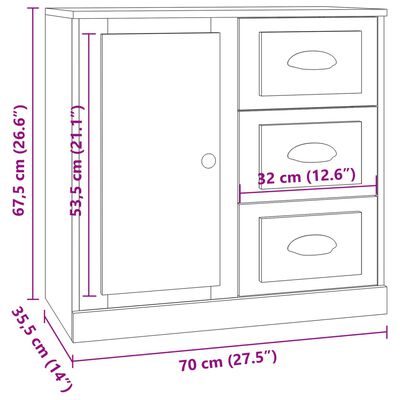 vidaXL puhvetkapid 3 tk, hall Sonoma tamm, tehispuit