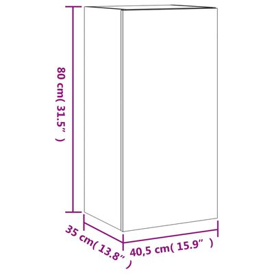 vidaXL teleri seinakapp LED-tuledega, valge, 40,5 x 35 x 80 cm