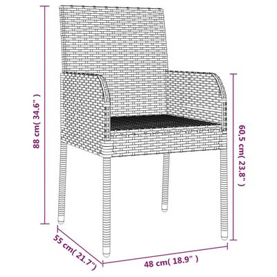 vidaXL 7-osaline aiamööbli komplekt patjadega, hall, polürotang