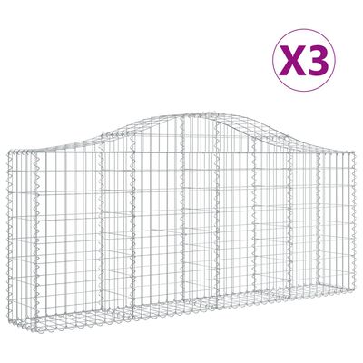 vidaXL kaarekujulised gabioonkorvid 3 tk, 200x30x80/100 cm, raud