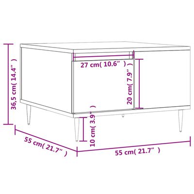 vidaXL kohvilaud, must, 55 x 55 x 36,5 cm, tehispuit